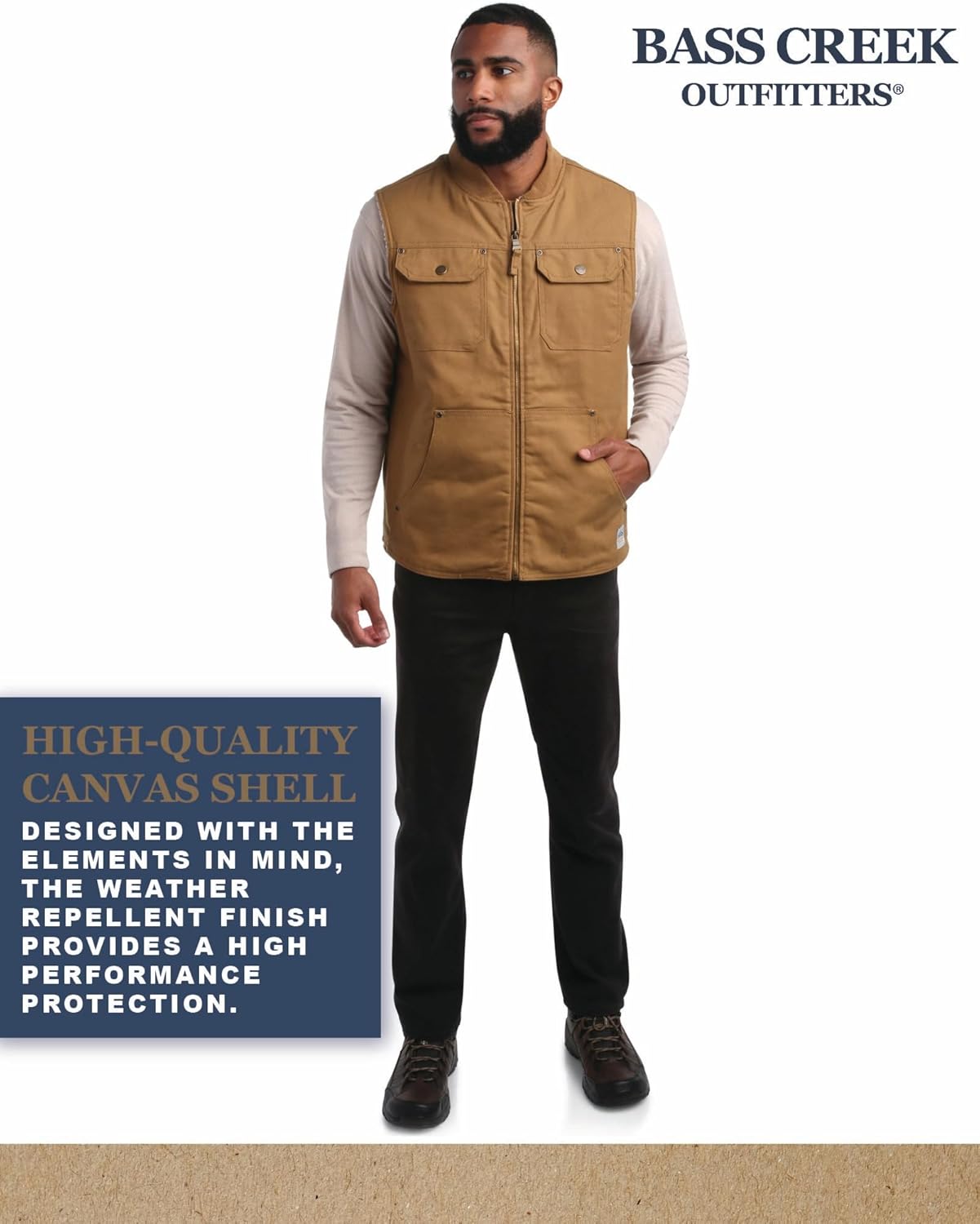 Bass Creek Outfitters Mens Duck Vest - Heavyweight Canvas Sherpa Lined Work Vest for Men - Insulated Mens Vests Outerwear - Image 6