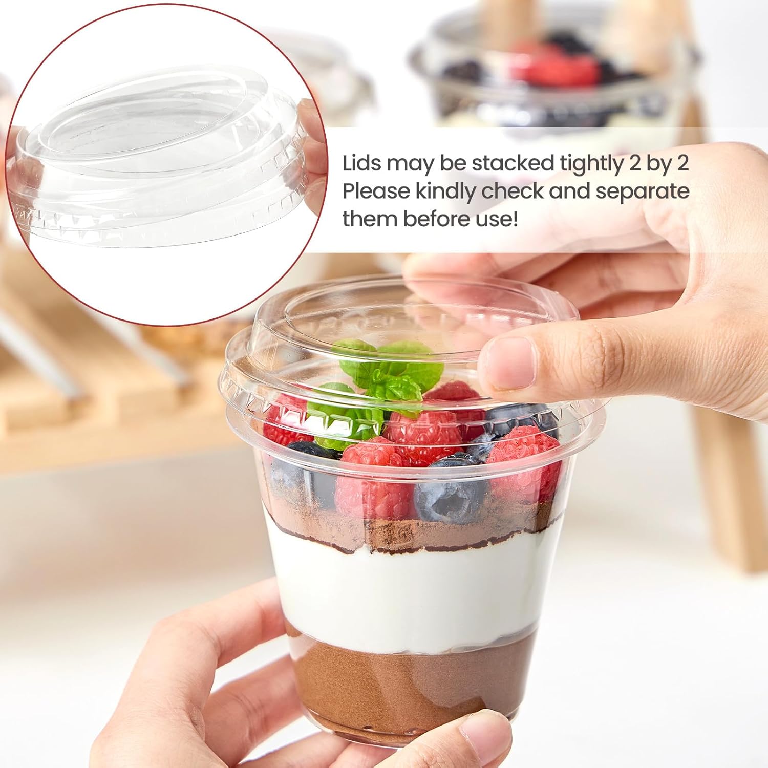 Plastic Dert Cups with Lids, Small Plastic Yogurt Parfait Cups, Mini