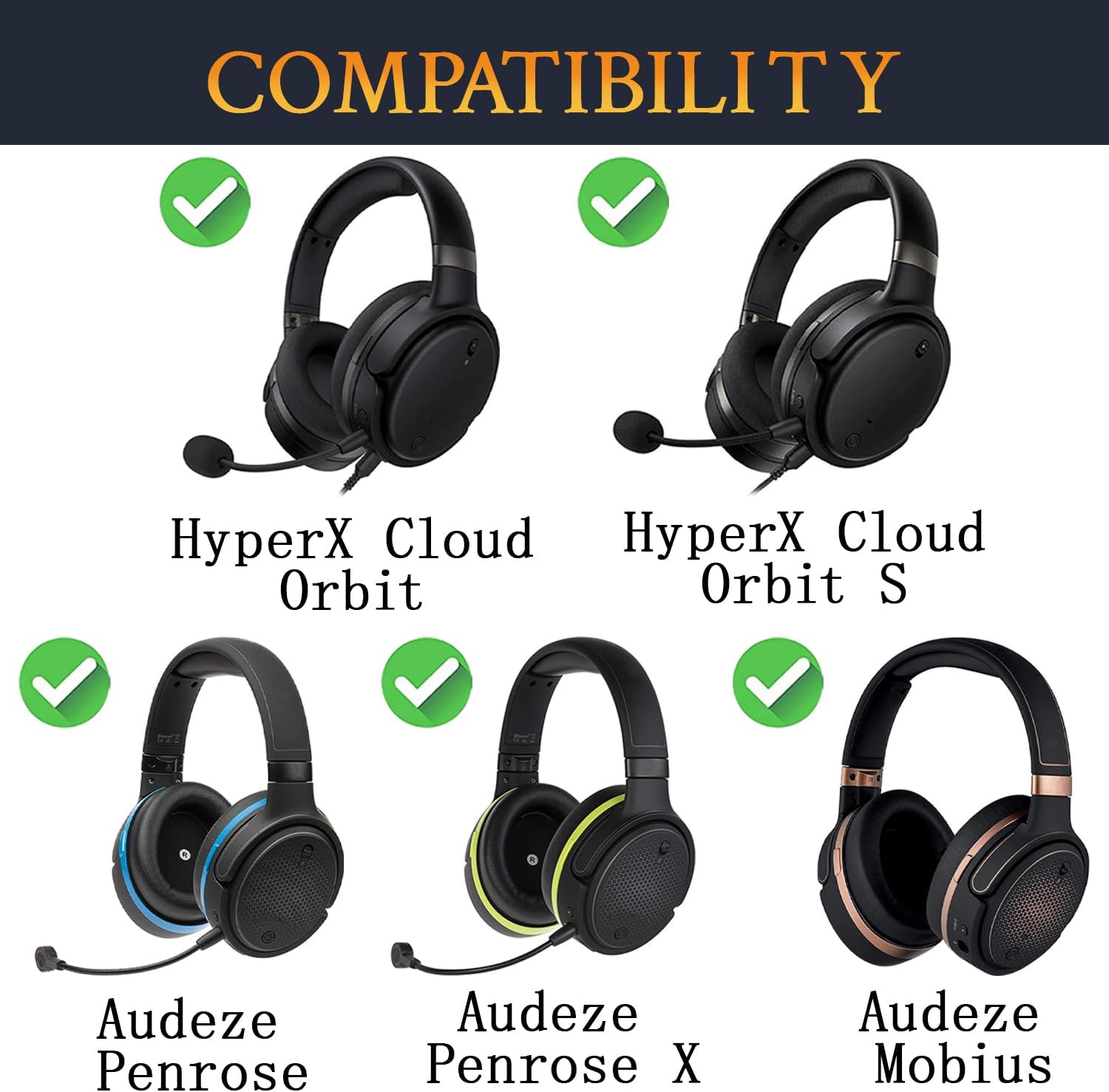SOULWIT Cooling-Gel Replacement Earpads for Audeze Penrose/Penrose X/Mobius, Ear Pads for HyperX Cloud Orbit/Orbit S Headphones, Cushions with Ice Silk Fabric, Noise Isolation Foam - Red Storm image 2
