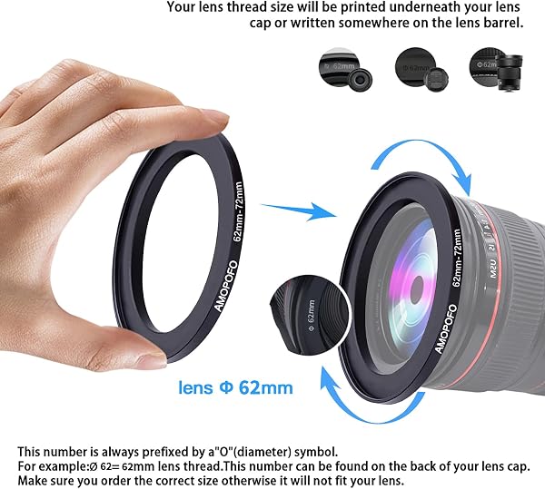 62mm to 72mm Step Up Ring For Filters,62mm-72mm Camera Filter Ring,Made Of CNC Machined space aluminum With Matte Black Electroplated Finish.for 72mm UV,ND,CPL Camera Filter accessories - 3