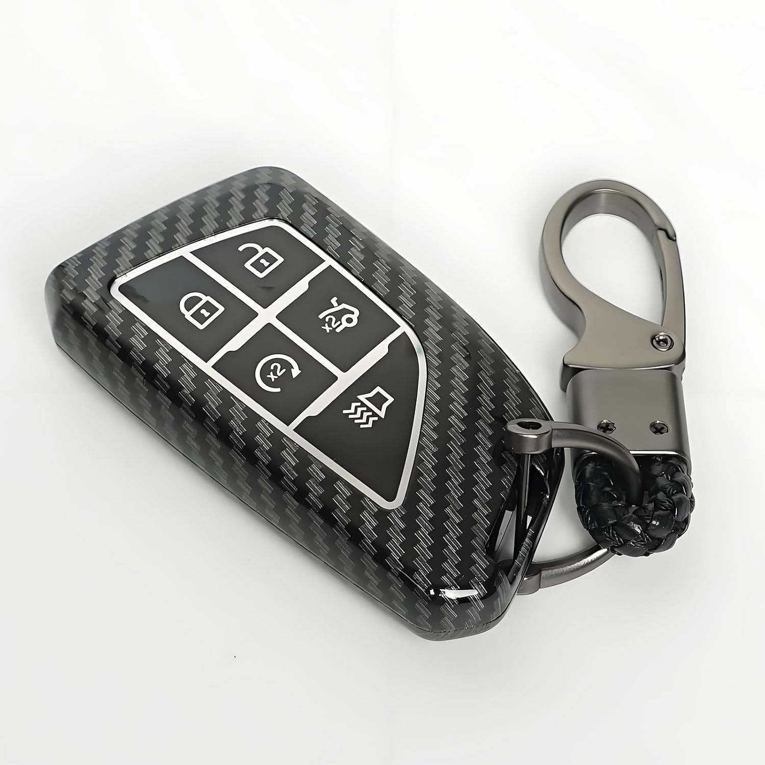 For Cadillac Key Fob Cover Carbon Fiber Pattern Key Case for 2022-24 2025 Cadillac Escalade CT5 CT6 5 6 Button Keychan