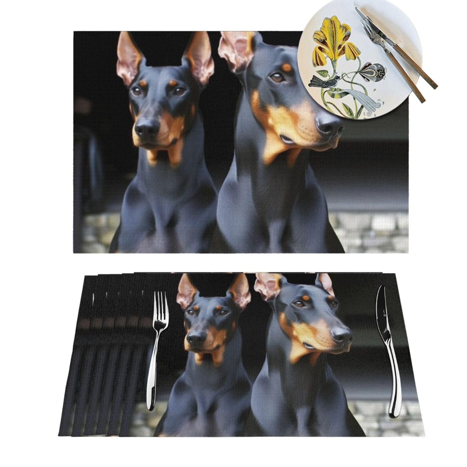 Set de table intérieur extérieur Doberman pour repas de famille