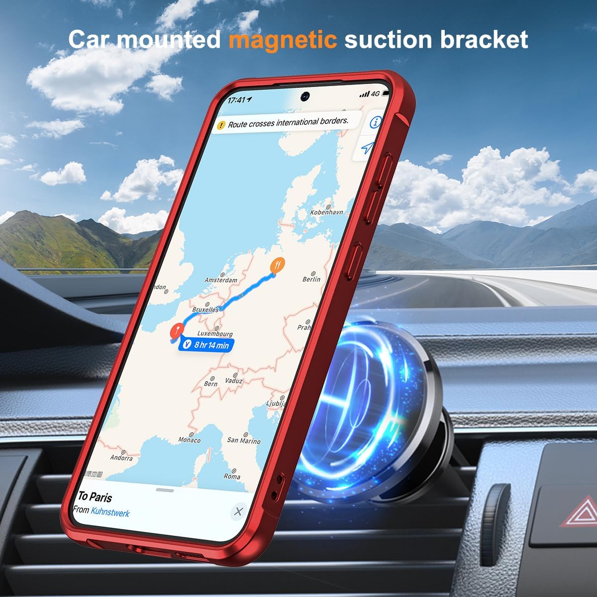SKYLMW Compatible with Samsung Galaxy S24 Case & Samsung Galaxy S25 Case with Magnetic Ring Stand Cases for S24 & S25 6.2" [Compatible with Mag-Safe],Red