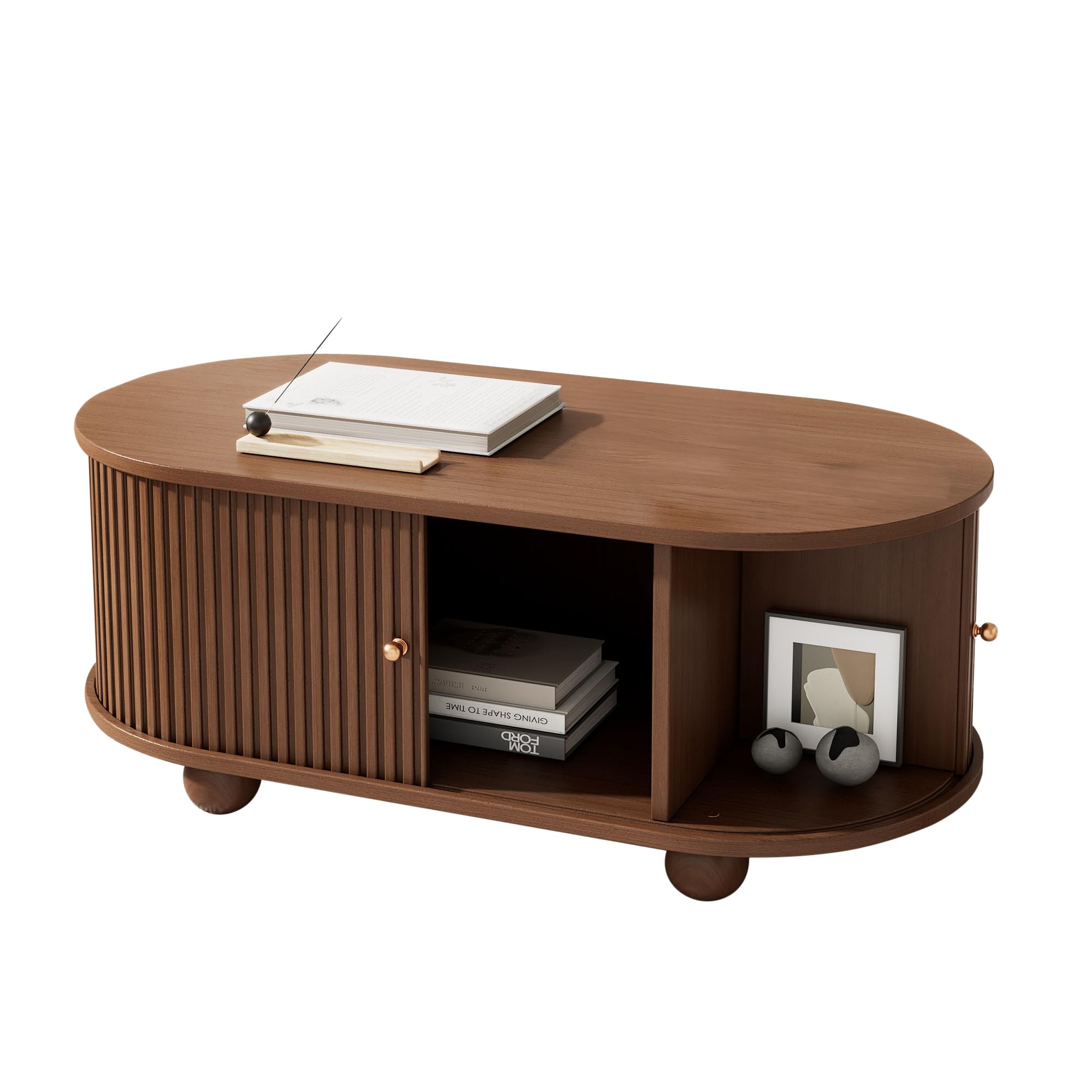 OKMYHOME 2-częściowy zestaw szafek pod telewizor i stolik kawowy - z 2 szufladami i drzwiami przesuwnymi, regulowane przegrody, MDF - 175x40x42 + 100x50x40 cm - brązowy