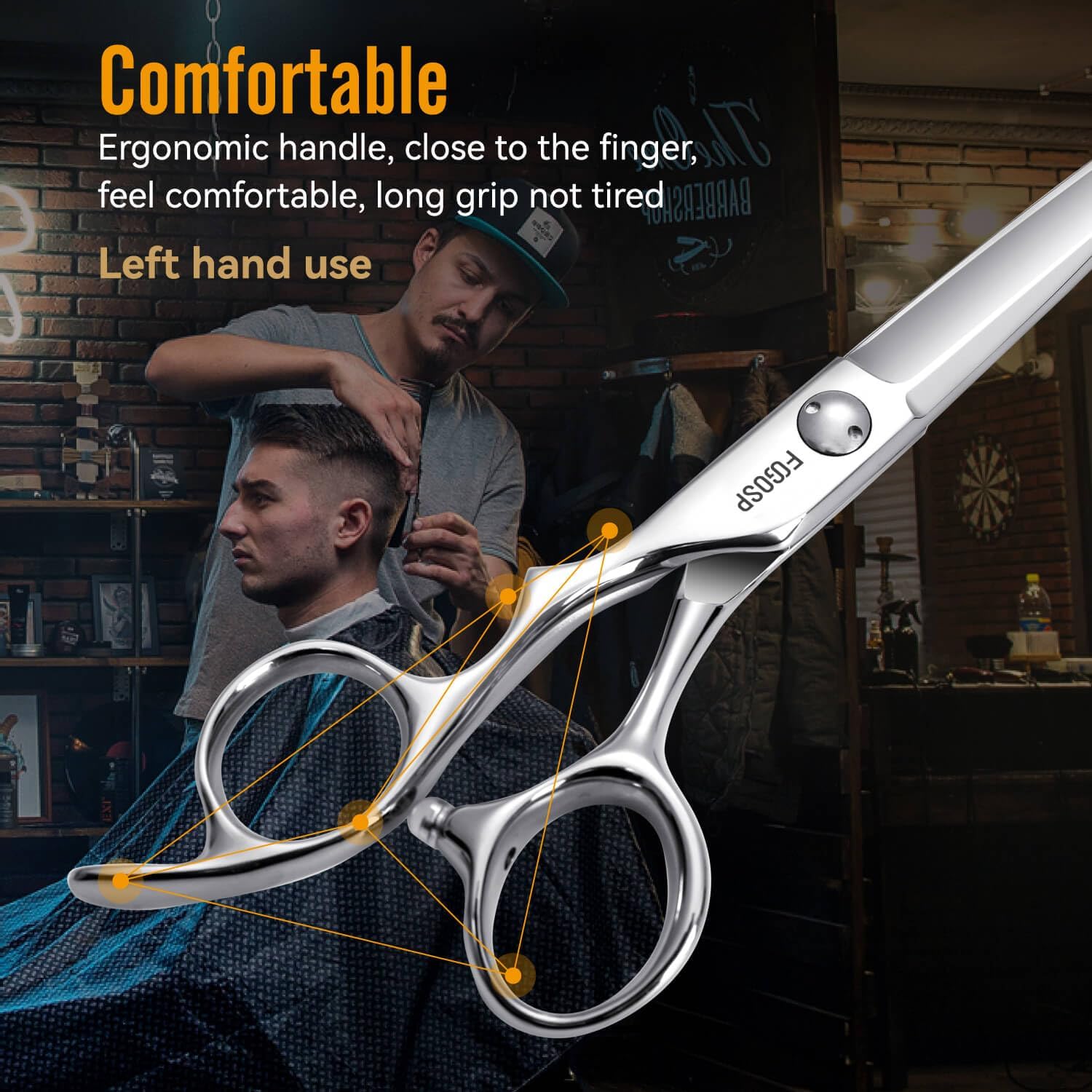 Left Handed Hair Cutting Scissors 6” Professional Barber Scissor Japan VG10 CNC Ultra-Precise Cuts, Razor Sharp Blades Hair Shears for Women & Men
