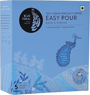 Blue Tokai Coffee Roasters Easy Pour Over Coffee Drip Bags|Vienna Roast - Dark Roast|Pack Of 5|100% Arabica Beans|Ready To Brew In 2 Mins|Just Pour In Hot Water,55 Gram