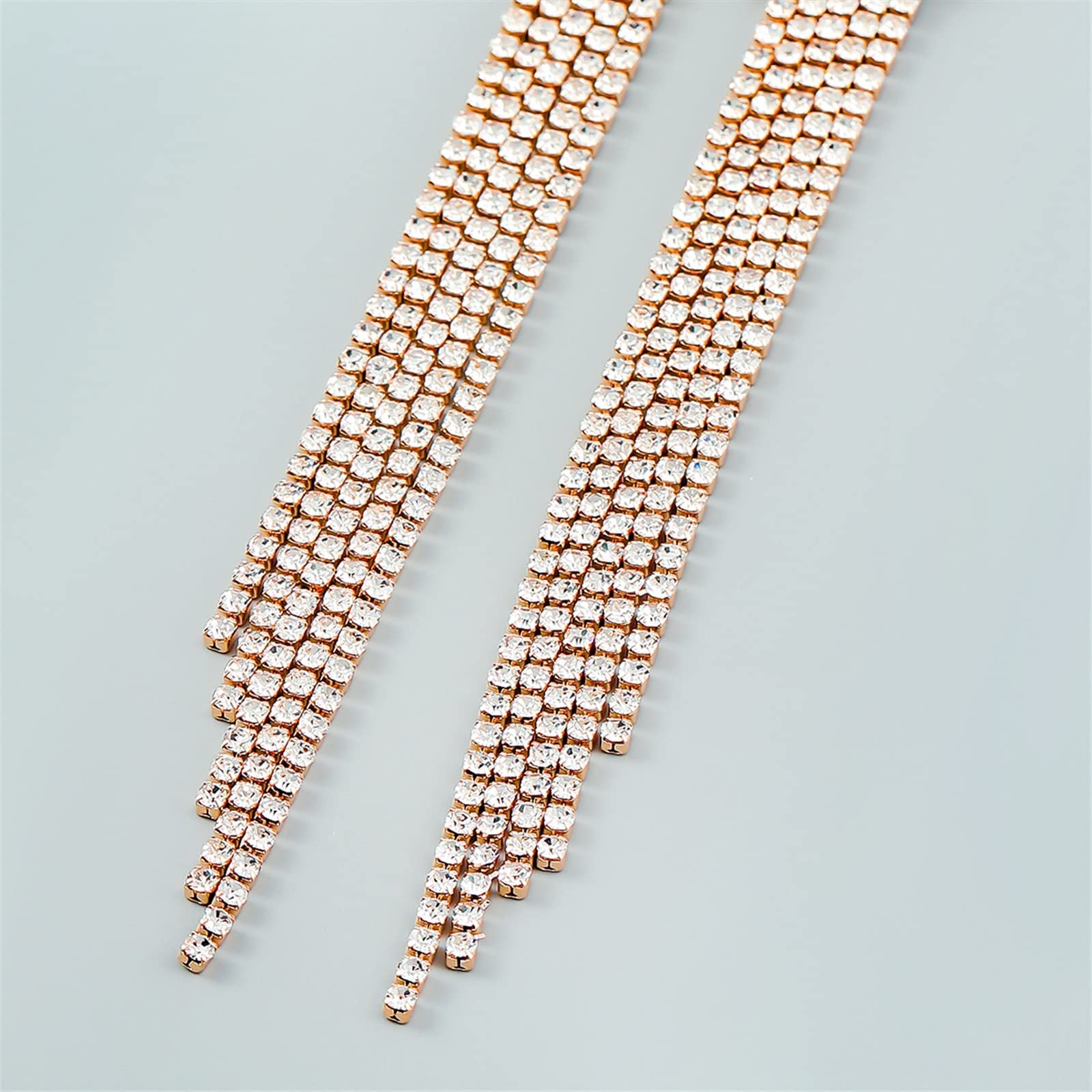 HJMMHX Damen-Ohrringe, Funkelnde Strass-Kette, Lange Quasten-Ohrringe, Damen-Ohrringe, Abendessen, Hochzeit, Accessoires, modischer Luxus-Schmuck
