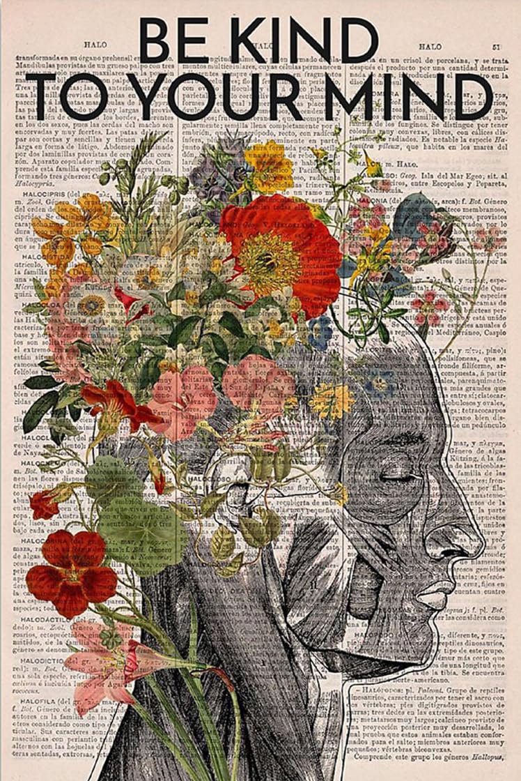 kisoyo Vintage Metal Tin Sign Be Kind To Your Mind Poster, Self Love Art, Self Care Awareness,Mental Health Art,Love Yourself Wall Decorative Funny Signs Gift Ideas for Friends 8x12 Inch