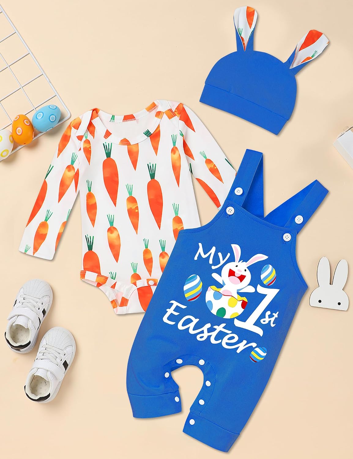 Baby Boy Easter outfit Cute Gentle Romper Top Overall Pant Infant Newborn Clothes Sets