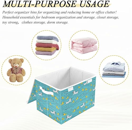 Miniatura 6 de Cute Yellow Ducks Swimming Lake Storage Boxes With Lids Stackable Closet Organizers Qt Storage Bin for Toy Storage Home Decor