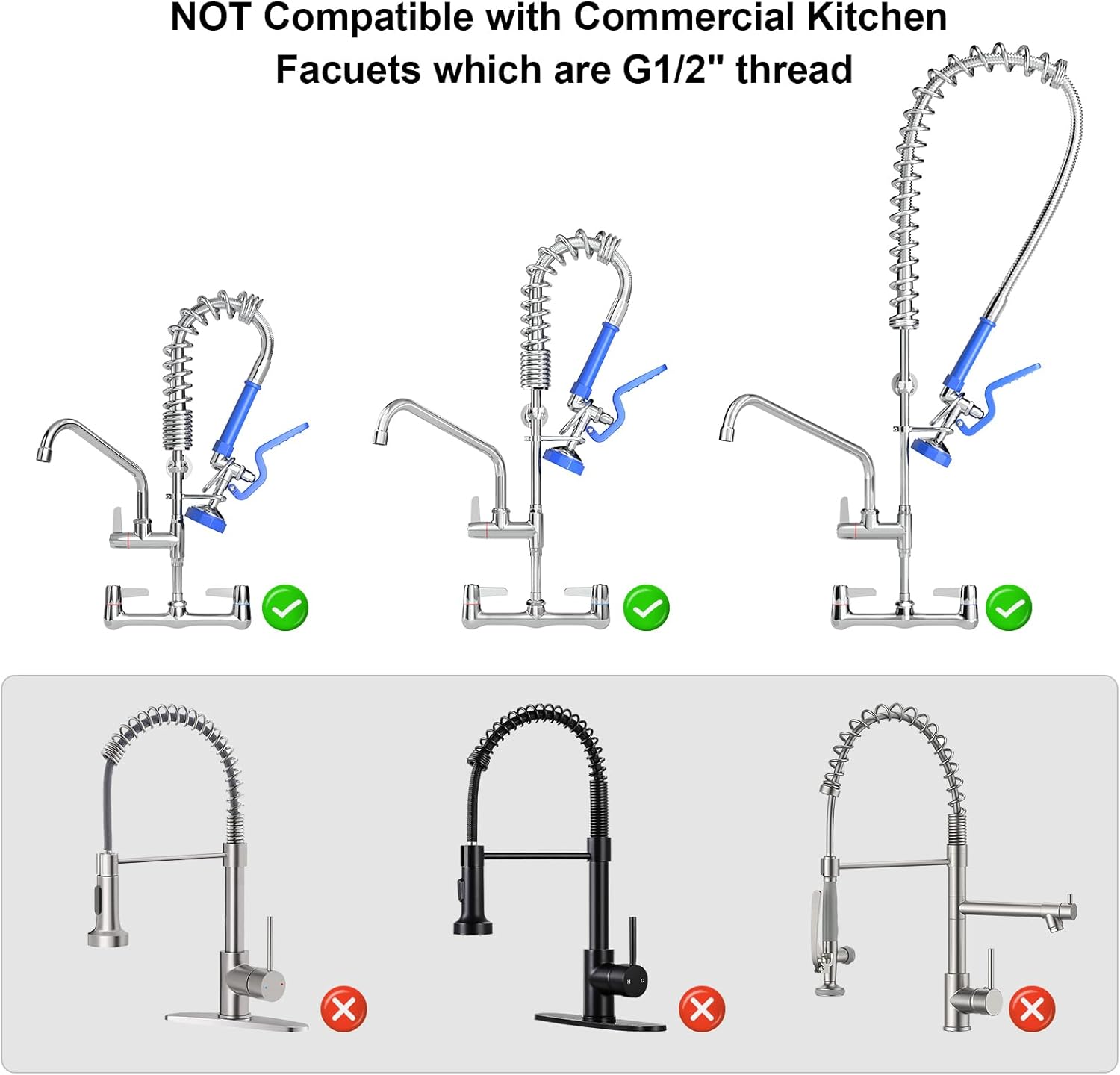Commercial Dishwasher Sprayer for Kitchen Sink: Akwadu Pre Rinse Sprayer Head for Commercial Faucets - High Pressure Dish Sprayers Replacement for Restaurant Cleaning (Blue) - Image 6