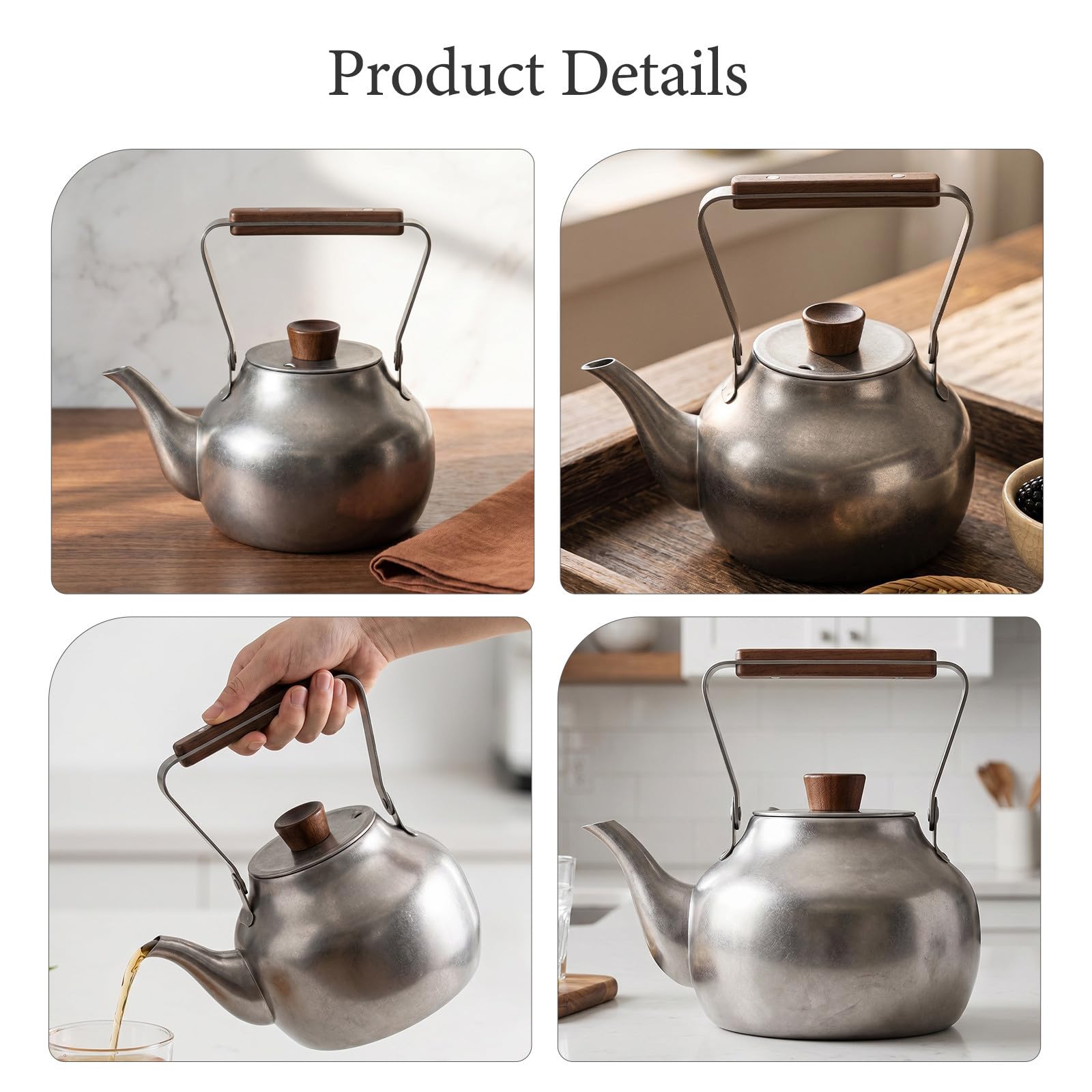 SHINEOFI Tetera para Infusión de Té de Acero Inoxidable con Filtro Hervidor de Agua Resistente y Duradero para Preparar Té Casa