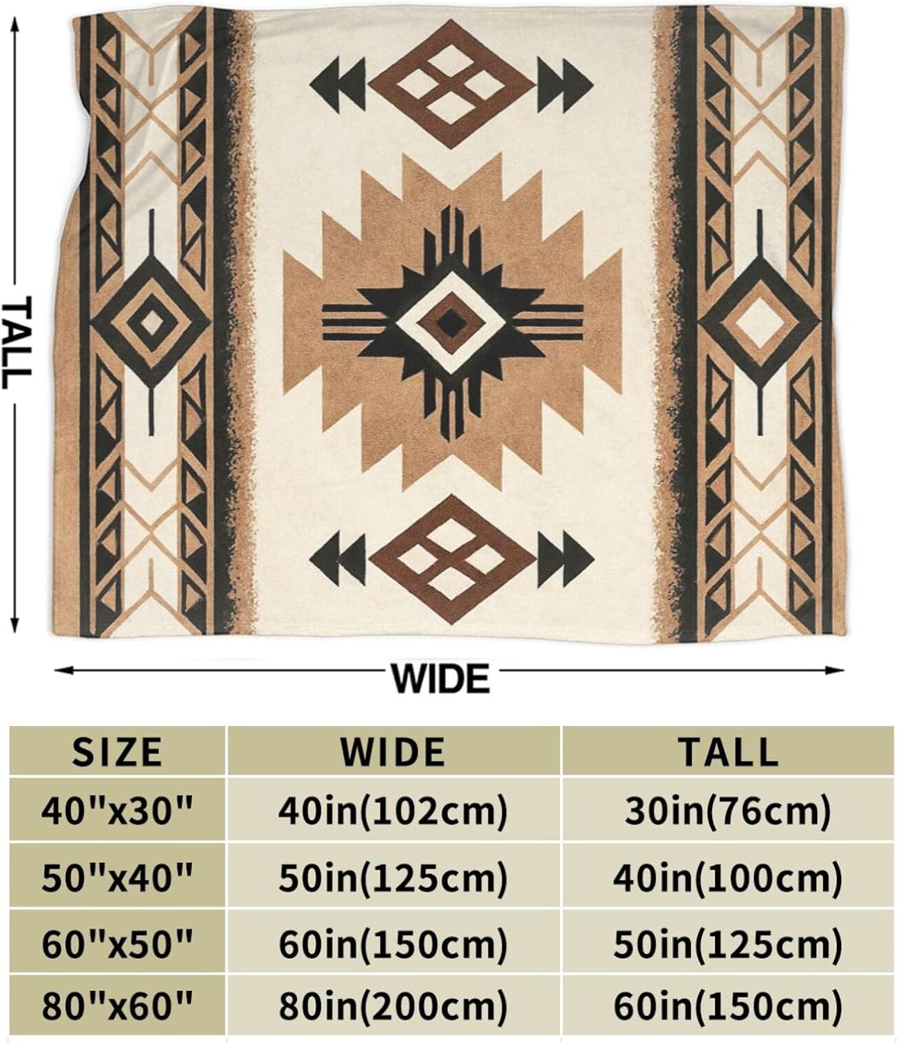 Abstract Blanket Southwestern Boho National American Throw Blanket Mexican Soft Cozy Fleece Fuzzy Plush Flannel Blankets Gifts for Women Girls Men Adults Kids 50"X40" - Image 3