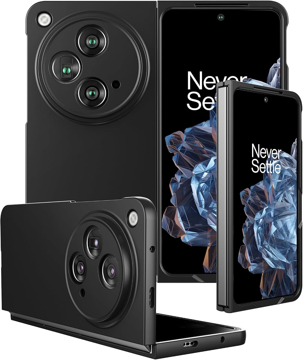 Case for OnePlus Open, Thin Hard Matte Phone Case with Improved Camera Protection for OnePlus Open - Black
