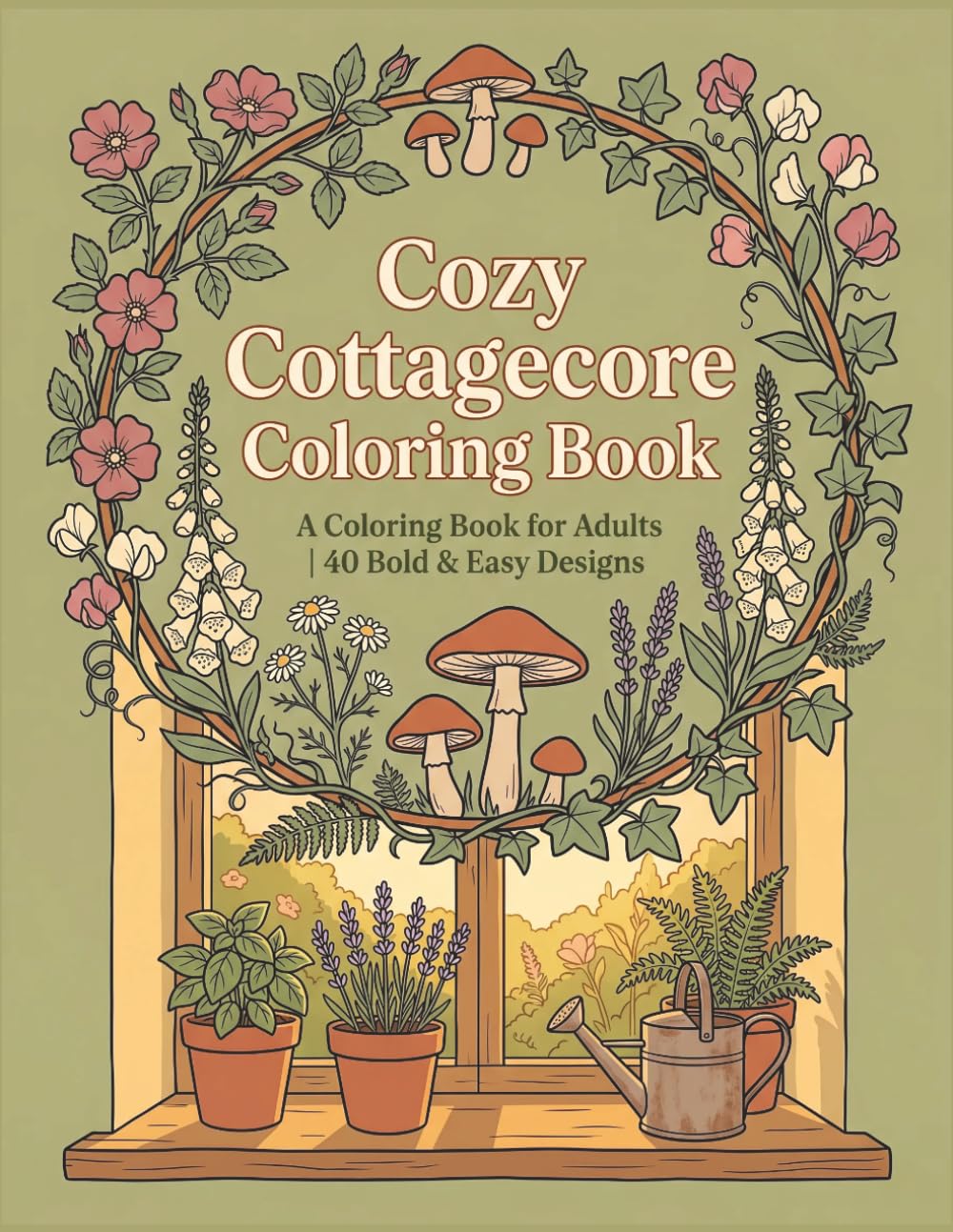 Cozy Cottagecore Coloring Book: A Coloring Book for Adults | 40 Bold & Easy Designs