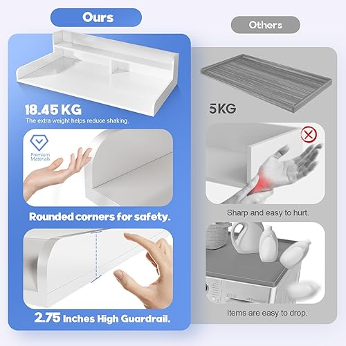 Miniatura 4 de Encimera para lavadora y secadora de 2 niveles con protector de 2.75 pulgadas de alto, 54 pulgadas de ancho x 27.5 pulgadas de profundidad con