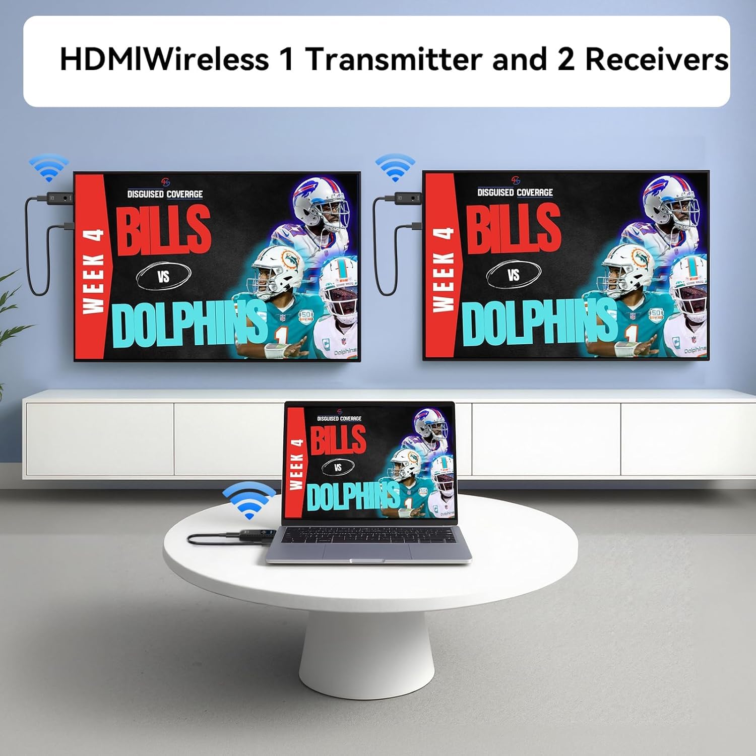 PWAYTEK Trasmettitore HDMI wireless e 2 ricevitori con adattatore | Plug & Play, supporto 5G/2.4G per lo streaming di video e audio per monitorare da laptop/TV Box/PC