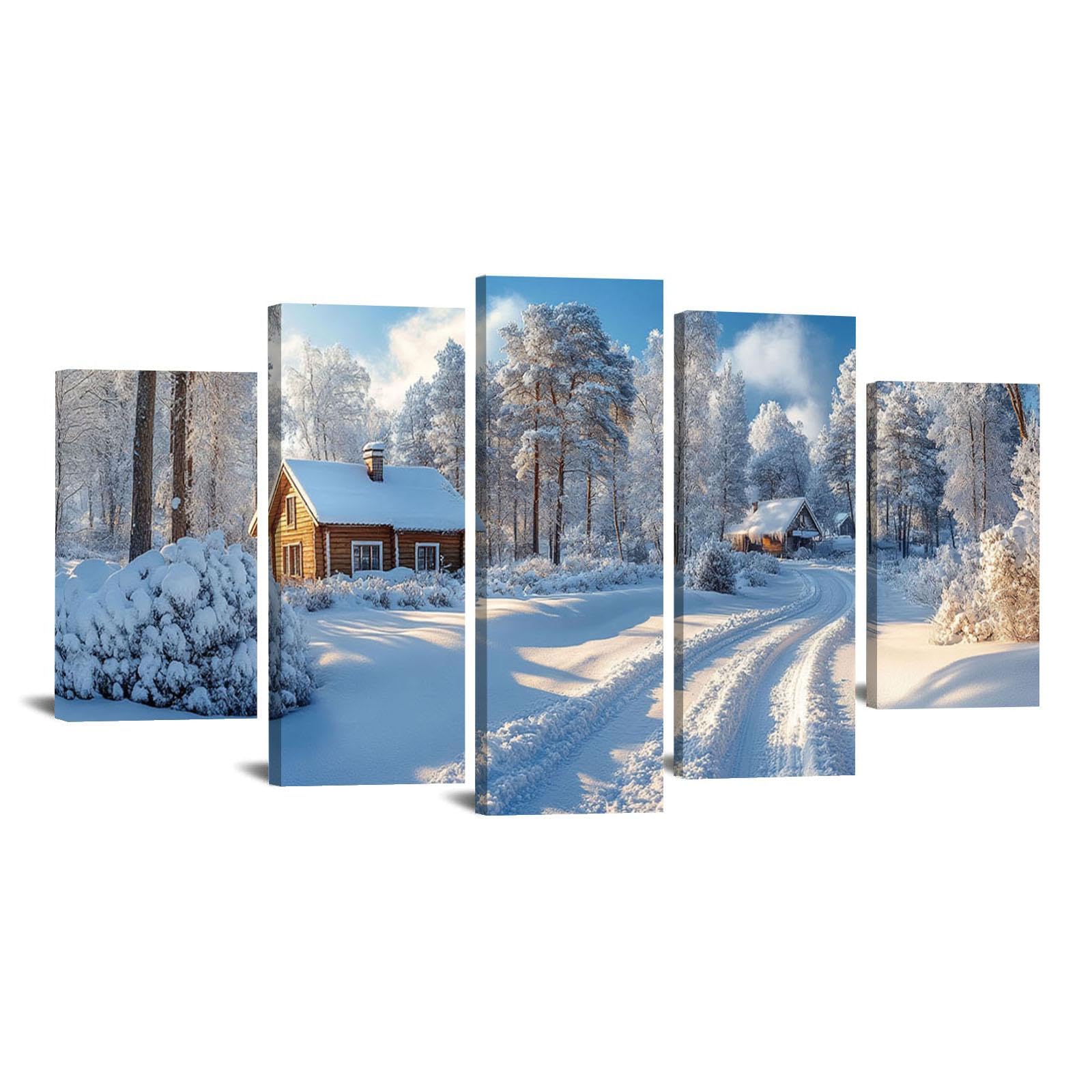 Impression sur Toile Arbres d’Hiver en Forêt Tableau Décoration Murale - 8