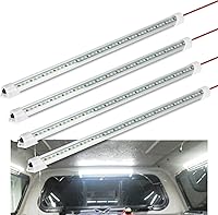 WELLUCK 12V LED Interior Light Bar (4-Pack, 700LM 6000K) - Slim Strip Lights w/Switch for RV, Trailer, Van, Truck, Boat, Cabinet