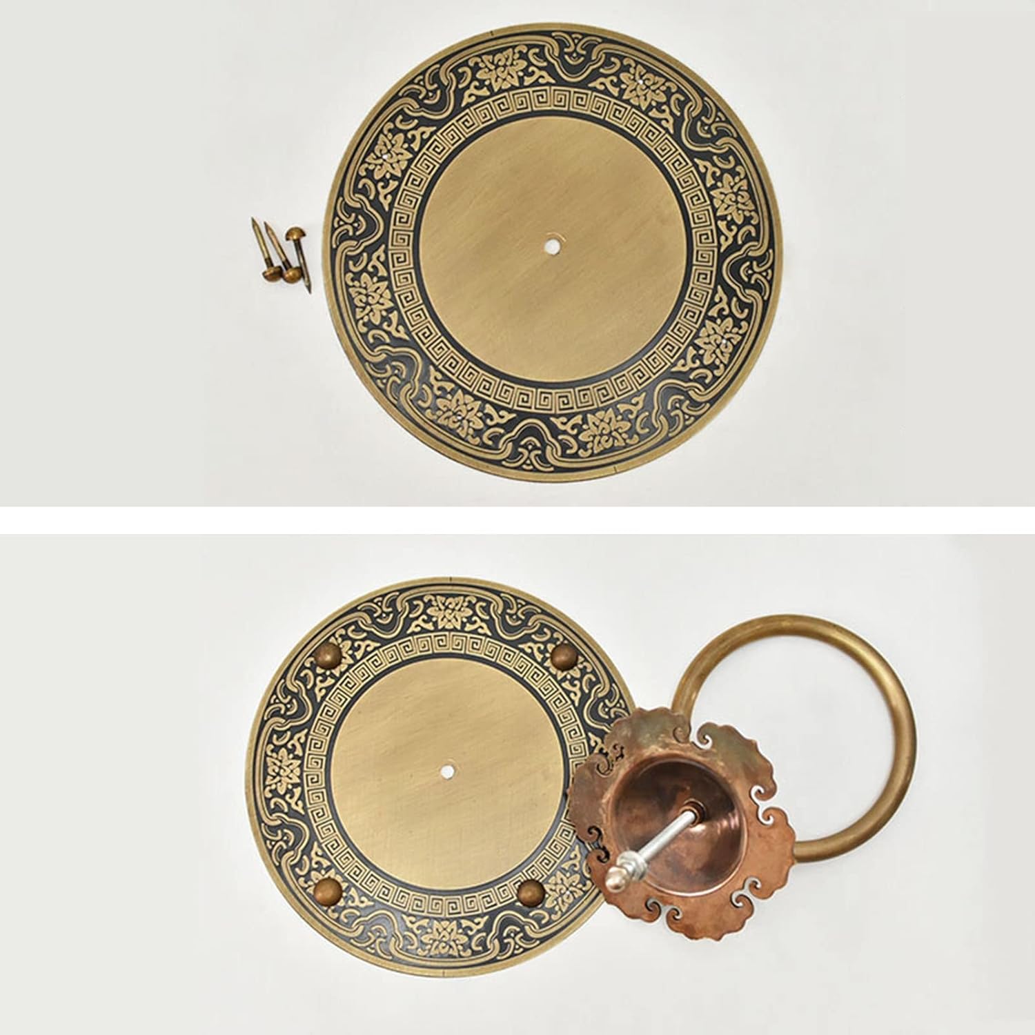 Antique Bronzed Front Door Knocker, Chinese Traditional Copper Furniture Hardware Door Pull Handle for Cabinets Wardrobes Cupboards (Size : 18cm/7in)