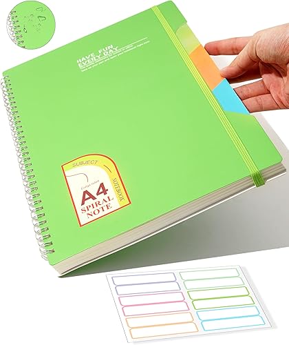 Miniatura 10 de CAGIE Paquete de 3 cuadernos en espiral de tapa dura de 5 x 7 pulgadas, rayados de 0.315 in, 320 hojas en total, cuaderno en espiral A5 de 3