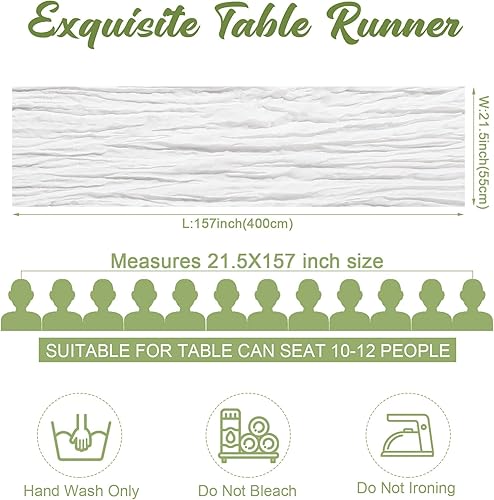 Miniatura 2 de Foaincore Paquete de 12 caminos de mesa de gasa de verano de 13 pies, estilo bohemio, camino de mesa rústico de 157 pulgadas de largo, tela de queso