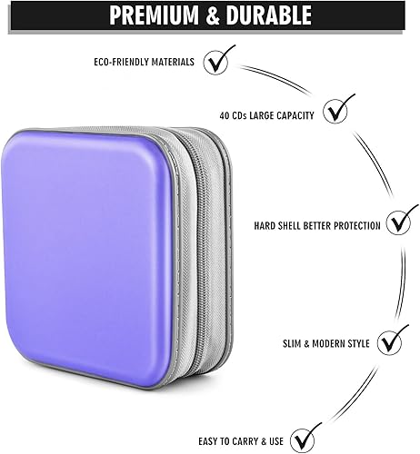 Miniatura 9 de Funda para CD, soporte para cartera de DVD, funda para CDDVD, 40 discos resistente, carpeta de almacenamiento, álbum (negro)