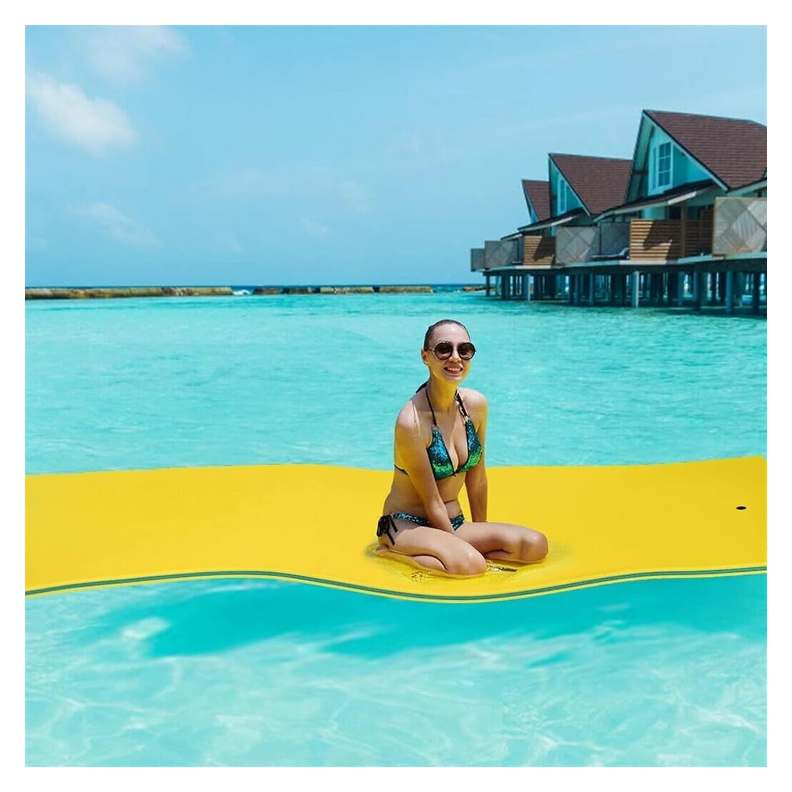Alfombrilla flotante de agua, alfombrilla de espuma XPE resistente al desgarro para uso en lago, playa y océano