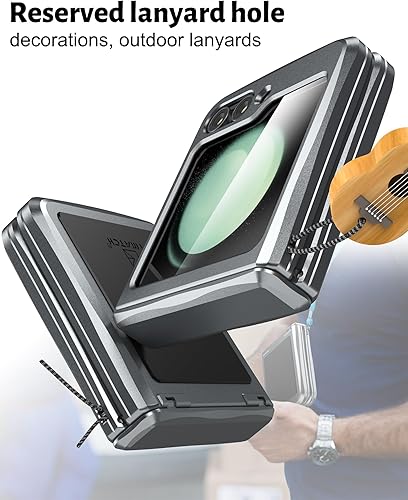 Miniatura 4 de Feitenn Funda para Samsung Z Flip 5, funda protectora de metal de aluminio resistente a prueba de golpes, funda resistente con protección de bisagra
