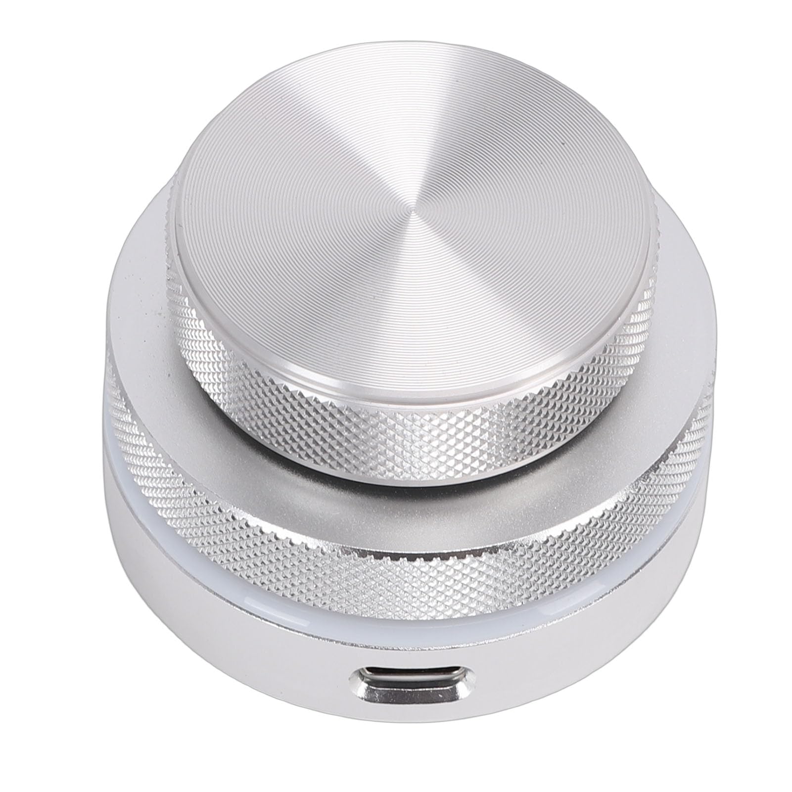 Cryfokt Anpassbarer Bluetooth-USB-Lautstärkeregler mit RGB-Licht für Digitale Audio-Workstation, Silberfarben, für Benutzer von und OS, ABS-Aluminiumlegierung