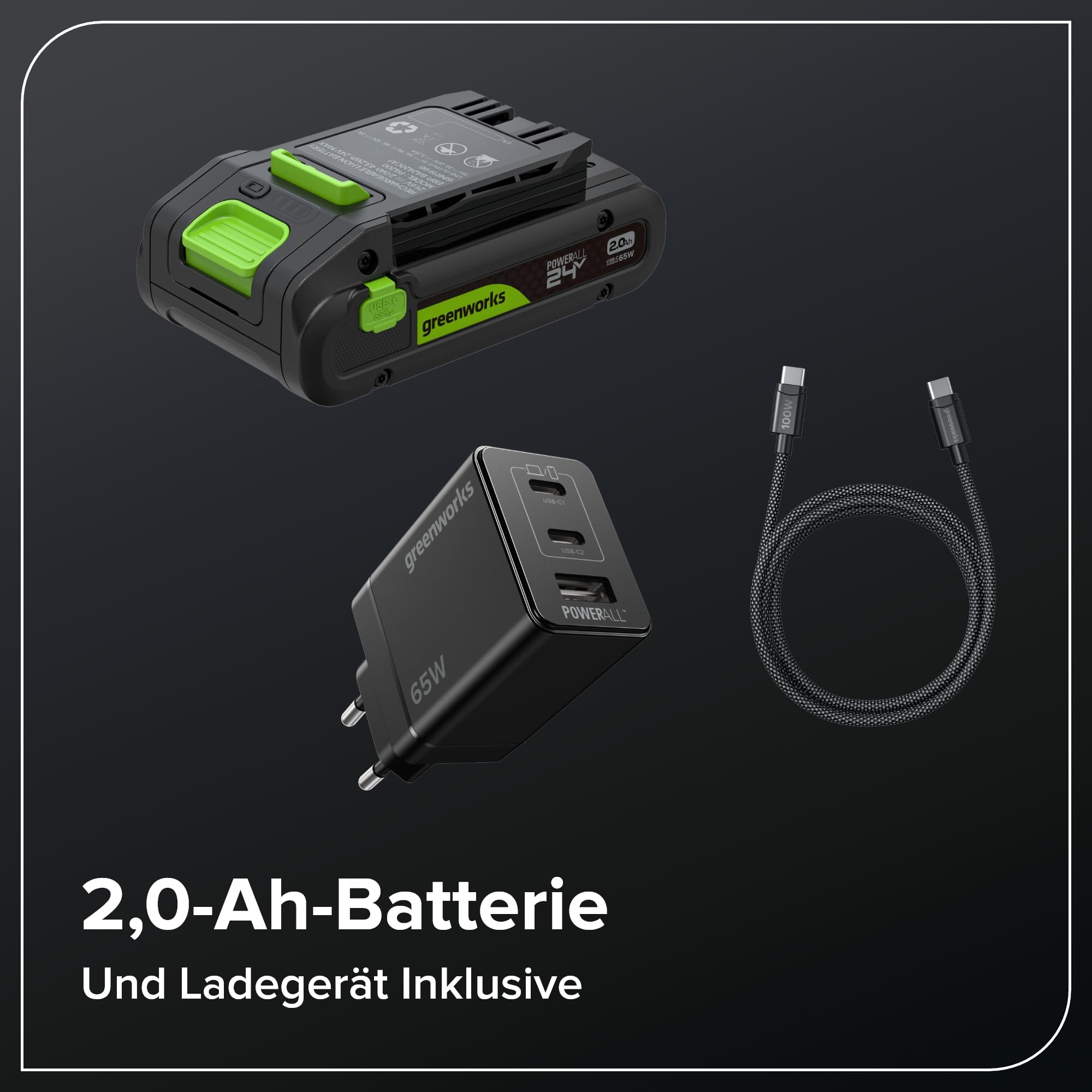 Greenworks 24V Tondeuse à Gazon sans Balai Gen2 2-en-1, Largeur de Coupe 30 cm, Batterie 2,0 Ah