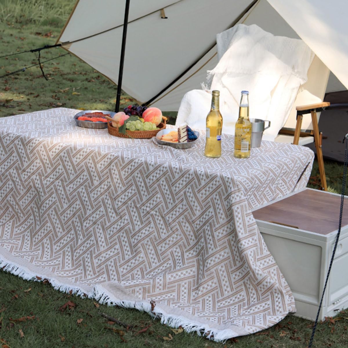 Manta para Picnic Acolchada de Color Claro, Resistente al Desgaste y Fácil de Limpiar, Ligera y Portátil para Uso en Interiores o Exteriores en Conciertos y Campamentos