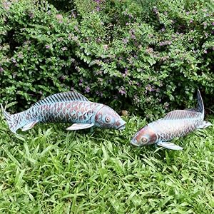 Set of 2 Koi Fish Decor Outdoor Statues Sculptures Antique Copper Garden Pond Fishes Art Metal Koi Fish Statue Outside Garden Décor Ornaments for Outdoors,Patio,Yard,Lawn,Pond,Home Decorations Set of 2 Koi Fish Decor Outdoor Statues Sculptures Antique Copper Garden Pond Fishes Art Metal Koi Fish Statue Outside Garden Decor Ornaments for OutdoorsPatioYardLawnPondHome Decorations