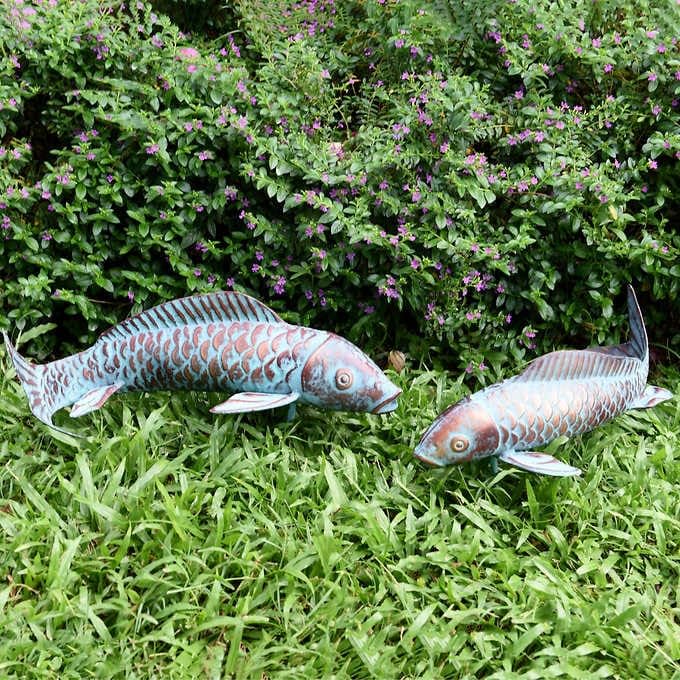 Set-of-2-Koi-Fish-Decor-Outdoor-Statues-Sculptures-Antique-Copper-Garden-Pond-Fishes-Art-Metal-Koi-Fish-Statue-Outside-Garden-Decor-Ornaments-for-OutdoorsPatioYardLawnPondHome-Decorations Set of 2 Koi Fish Decor Outdoor Statues Sculptures Antique Copper Garden Pond Fishes Art Metal Koi Fish Statue Outside Garden Decor Ornaments for OutdoorsPatioYardLawnPondHome Decorations