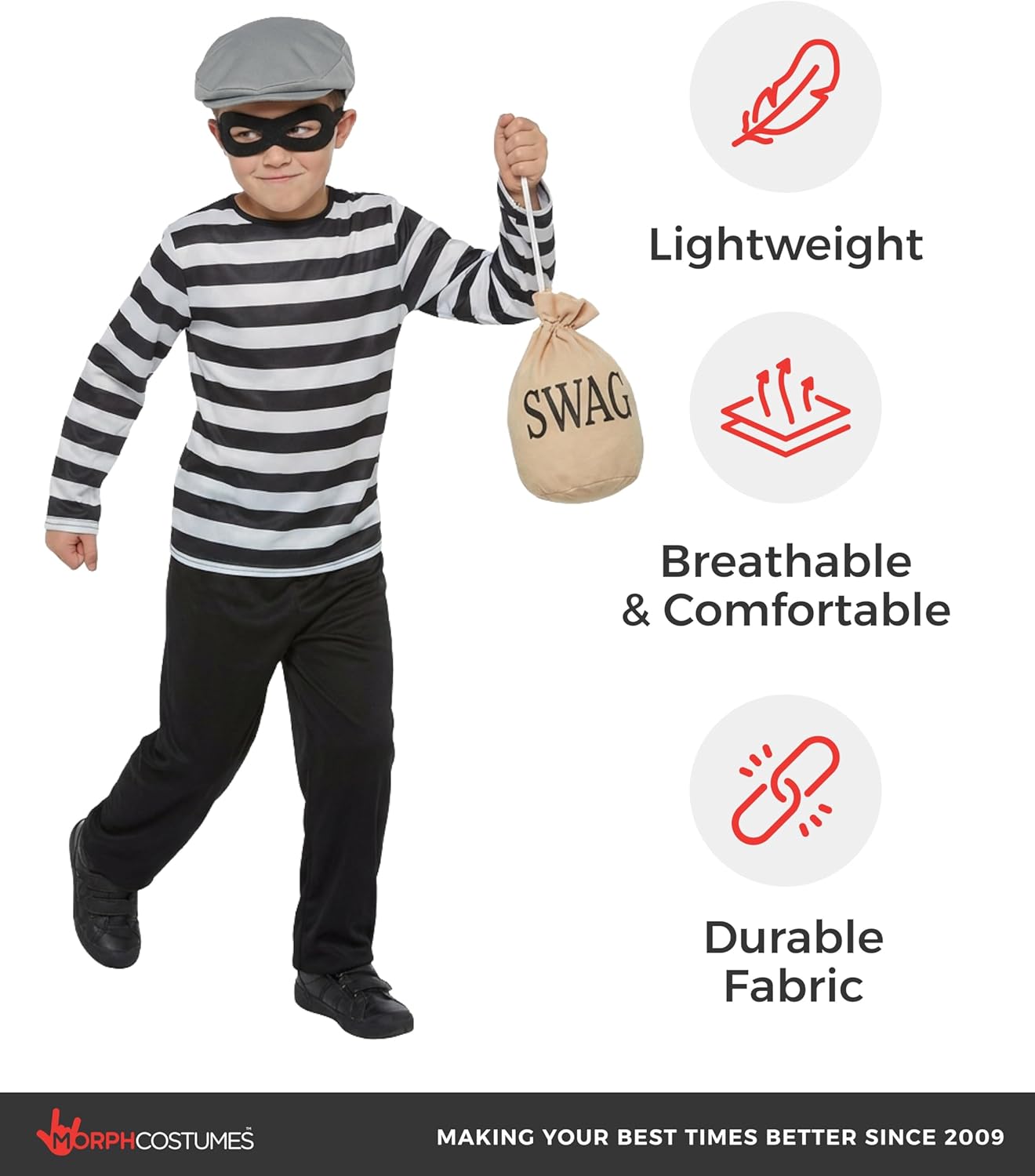 fun shack Robber Costume Kids, Burglar Costume Boys, Robber Costumes for Boys, Book Characters Costumes for Kids, Large - Image 4