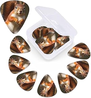 Squirrel Funny Animal print Guitar Picks 12 Pack Personalized Guitar Picks with Storage Box Guitar Accessories for Ukulele Electric Acoustic Guitars Bass