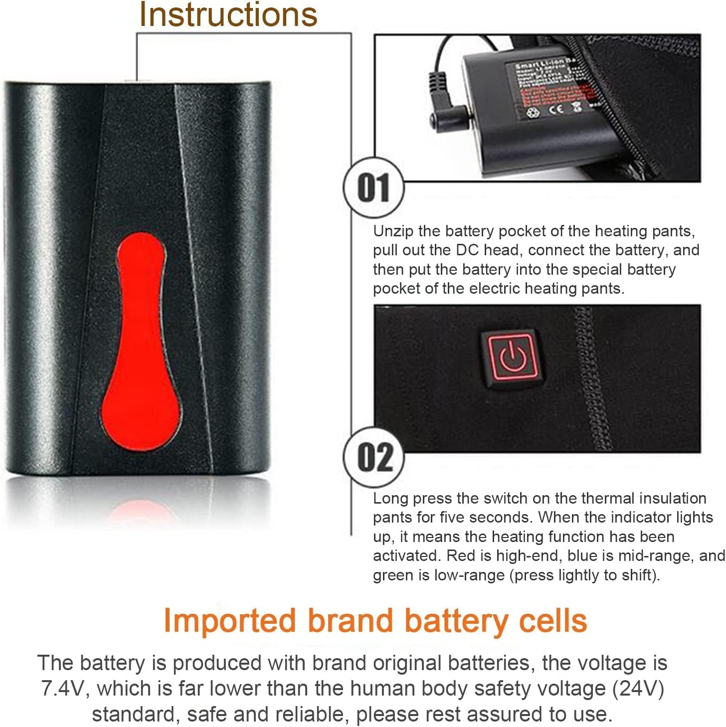 Heated Pants for Women Men Electric USB Thermal Underwear Bottom 3 Heat Settings(Batteries Not Included)
