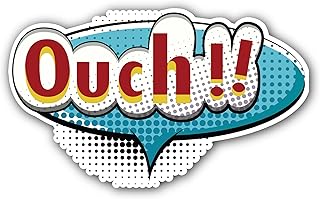 2 (Pieces) 3" and 5" Ouch Sticker, Waterproof Vinyl Decals for Many Purpose Like Cars, Trucks, Laptops, Phones, Windows and More