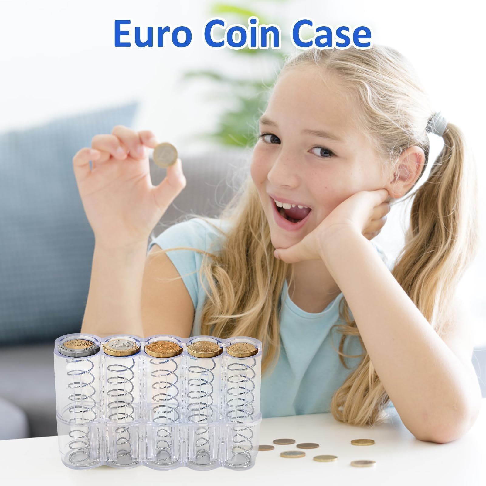 Portamonedas Euro Clasificador de Monedas 2€ 1€ 50Ct 20Ct 10Ct Organizador Monedas Transparente