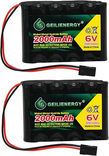 QBLPOWER 2 Pack 6 V 2000 mAh NiMH RX Baterías Recargables con Conector Hitec para RC Aviones y Robot Caminar