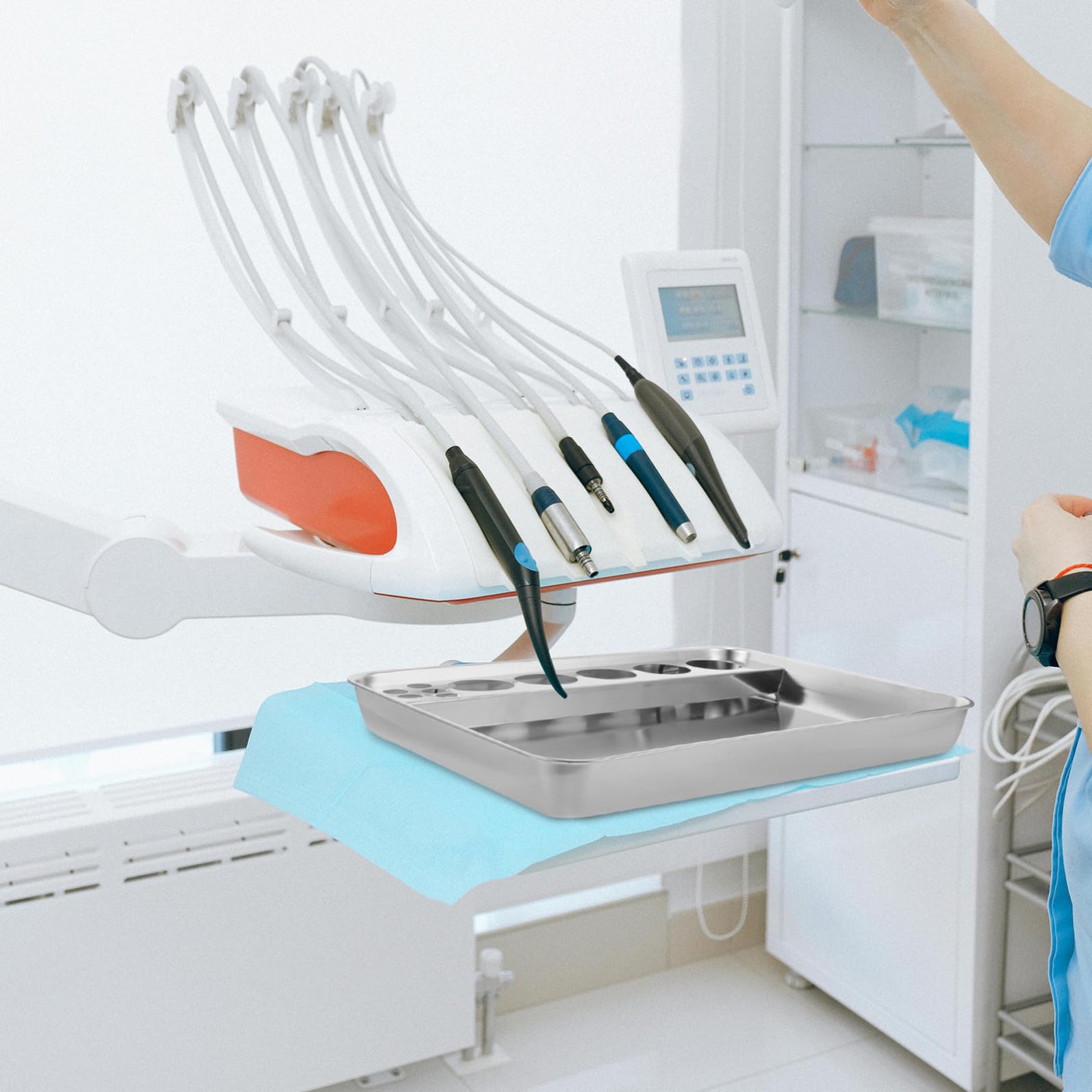Operitacx Vassoio Terapeutico in Metallo Inossidabile per Cambio Medicazione Superficie Liscia e Resistente per Uso Sanitario e Ospedaliero