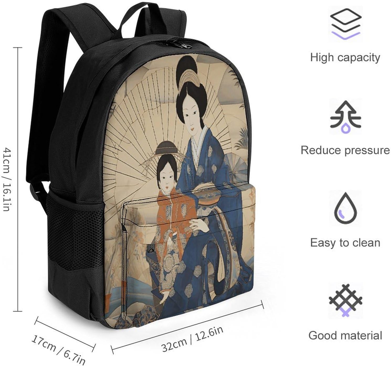 Japanese Style Art Backpack Daypack Travel Backpack | Lightweight Casual Laptop Backpack for Women Men Aesthetic Travel Bag for Weekender Business Hiking Outdoor