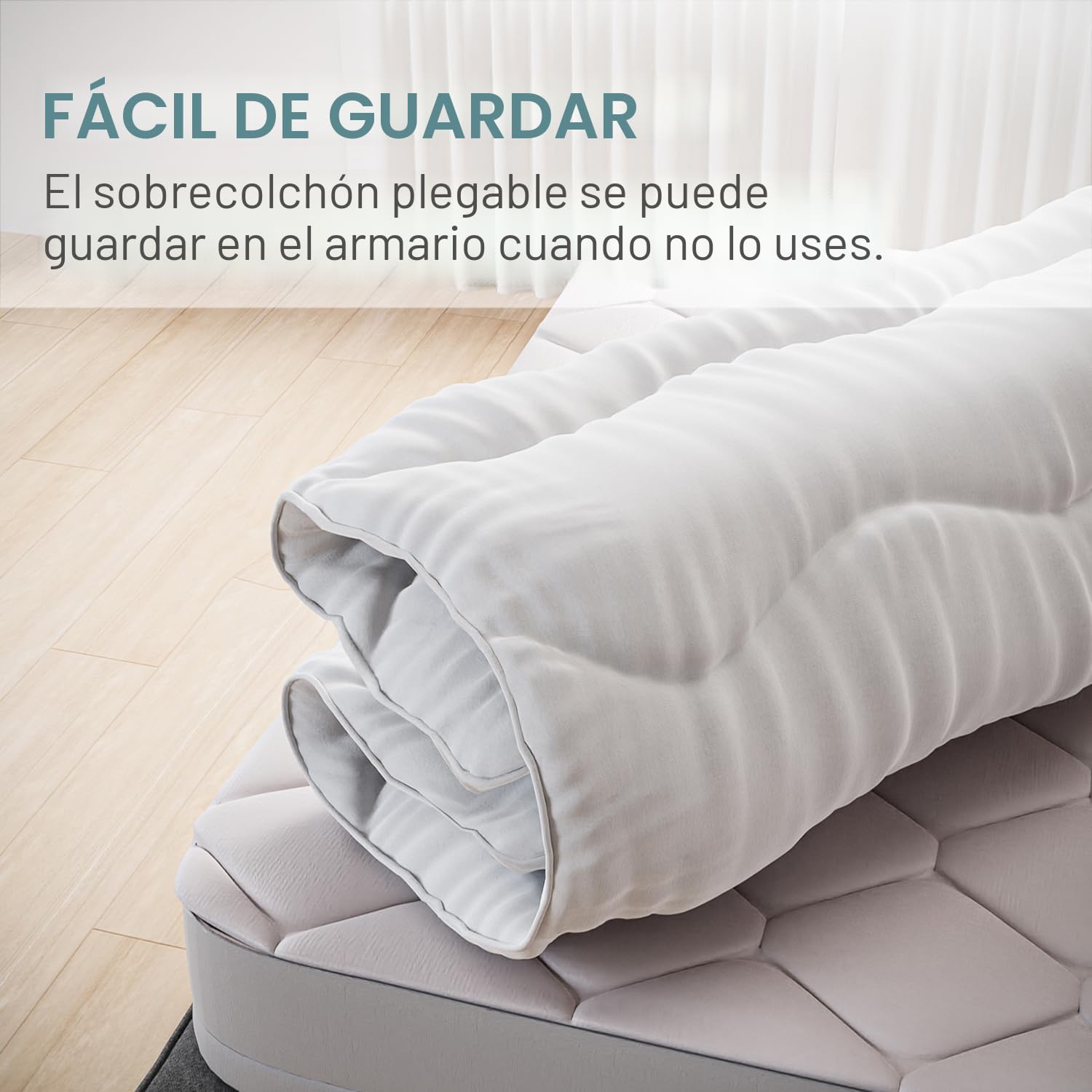 CASABEL Cubrecolchón de Microfibra Confortable, 1-2 plazas, 120x195cm | Confort mullido, microfibra transpirable, hipoalergénico, Relleno uniforme, sujeción con elásticos, lavable a máquina