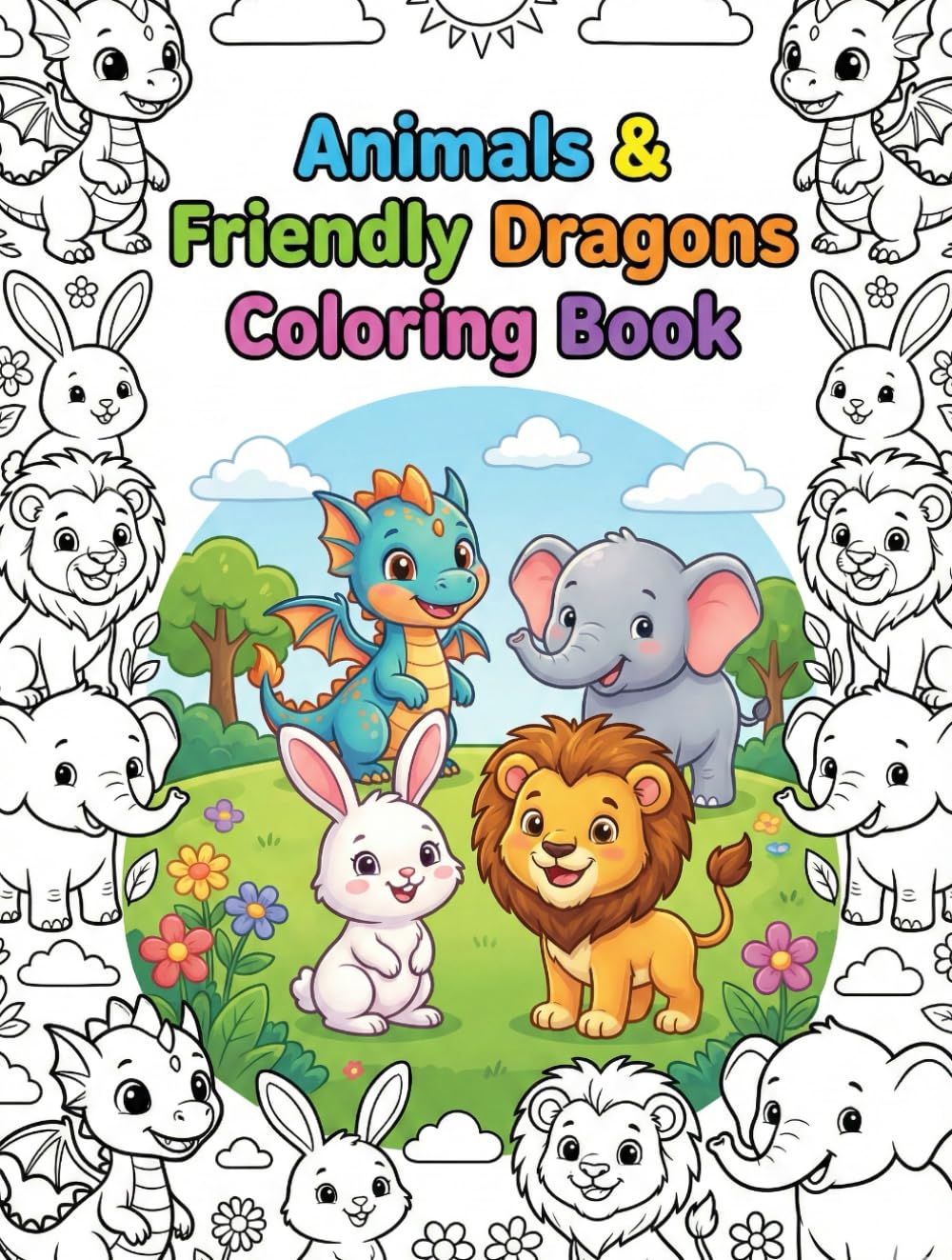Animals & Friendly Dragons Coloring Book
