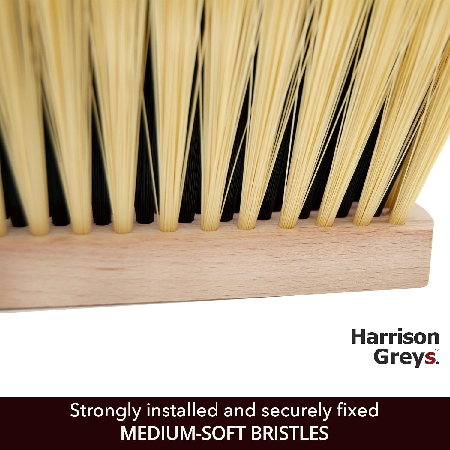 Cleaning Brush, 14.2'' Hand Broom with Medium-Soft Bristles, Wooden Handle, Multi-Purpose Dusting Brush for Home and Professional Use