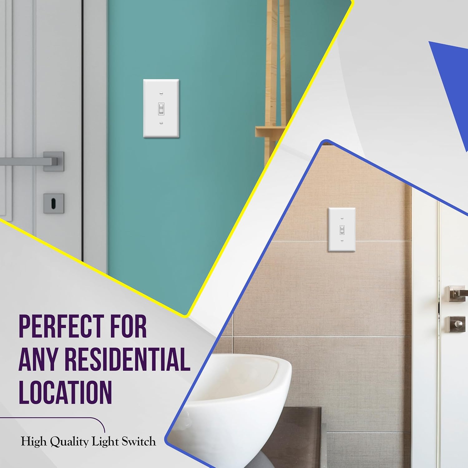 ENERLITES Toggle Light Wall Plate Bundle, Single Pole Electrical Switch, 15A 120-277V, Grounding Screw, Residential Grade, UL Listed, 88115-WWP-5PCS, White (5 Pack)
