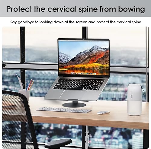Miniatura 3 de Laptop Stand with 360 Rotating Base, Foldable Computer Stand Ergonomic Design, Angle Adjustable Aluminum Laptop Riser Compatible with MacBook