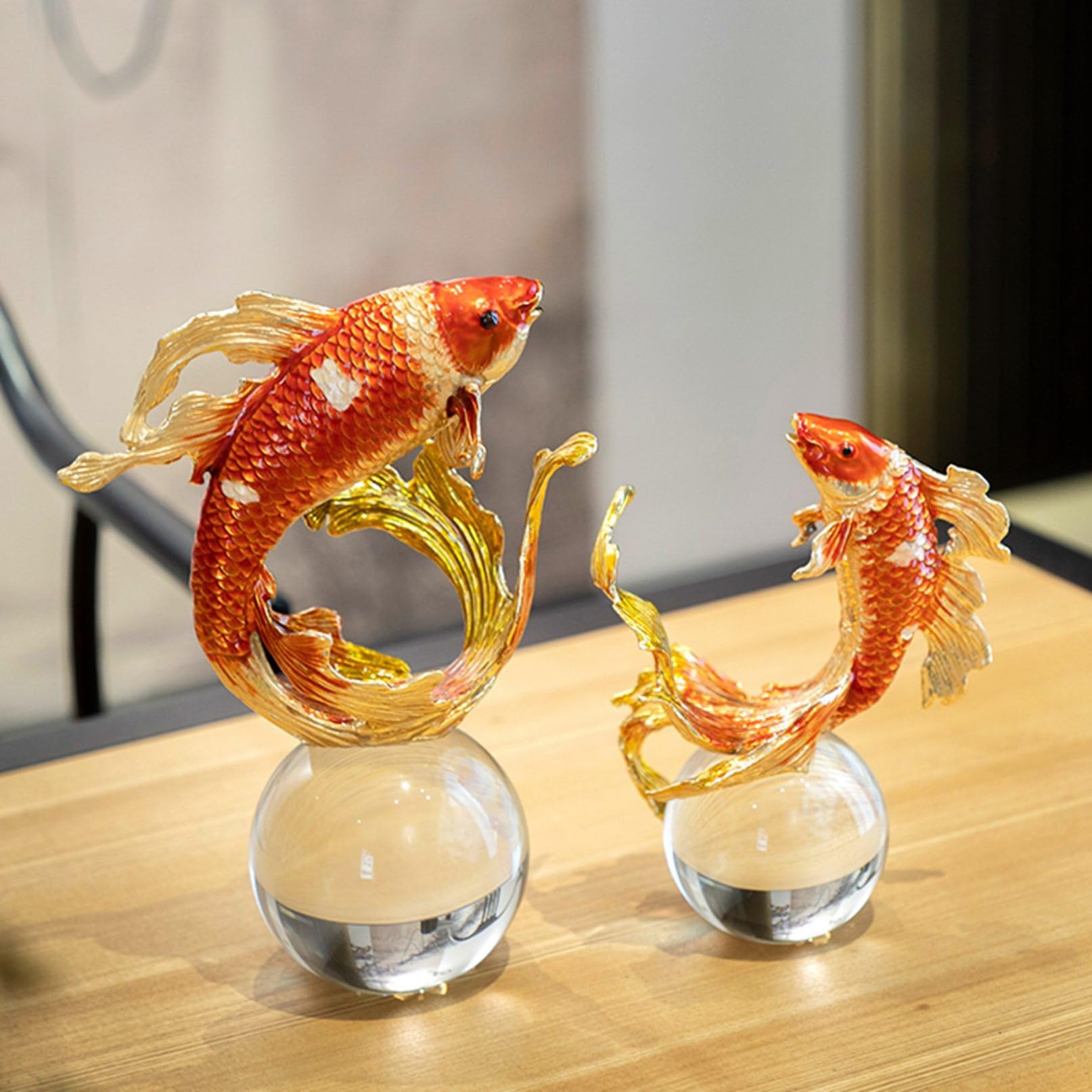 金魚　水晶　彫り　置物　⑤ Amazon.co.jp: 水晶玉 錦鯉 魚 琺瑯 置物 風水グッズ 浄化用 開運 金運
