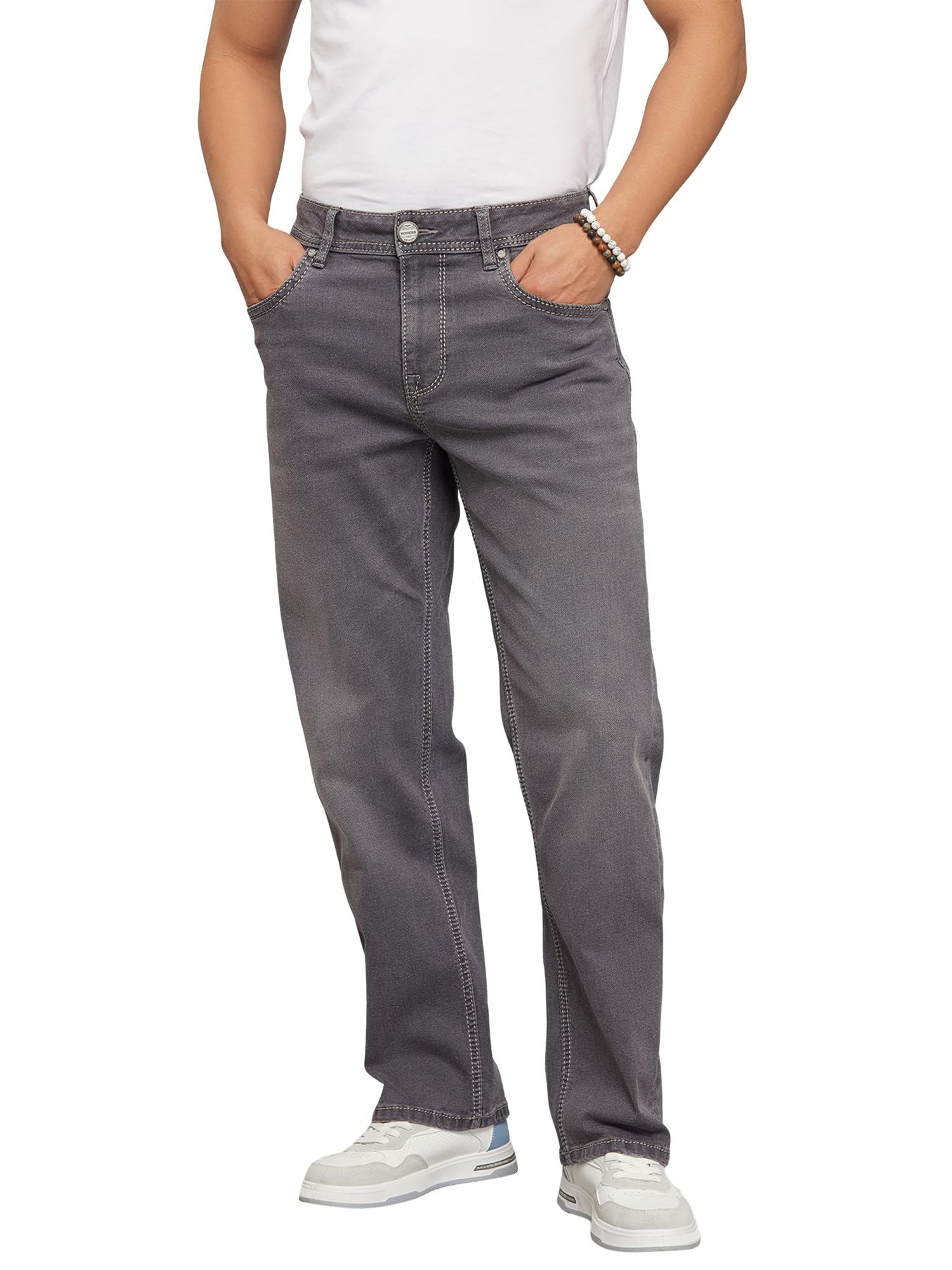 rookies 5 Pocket Cropped Mid Rise, Comfort & Straight Fit Stretch Jeans-picture-18