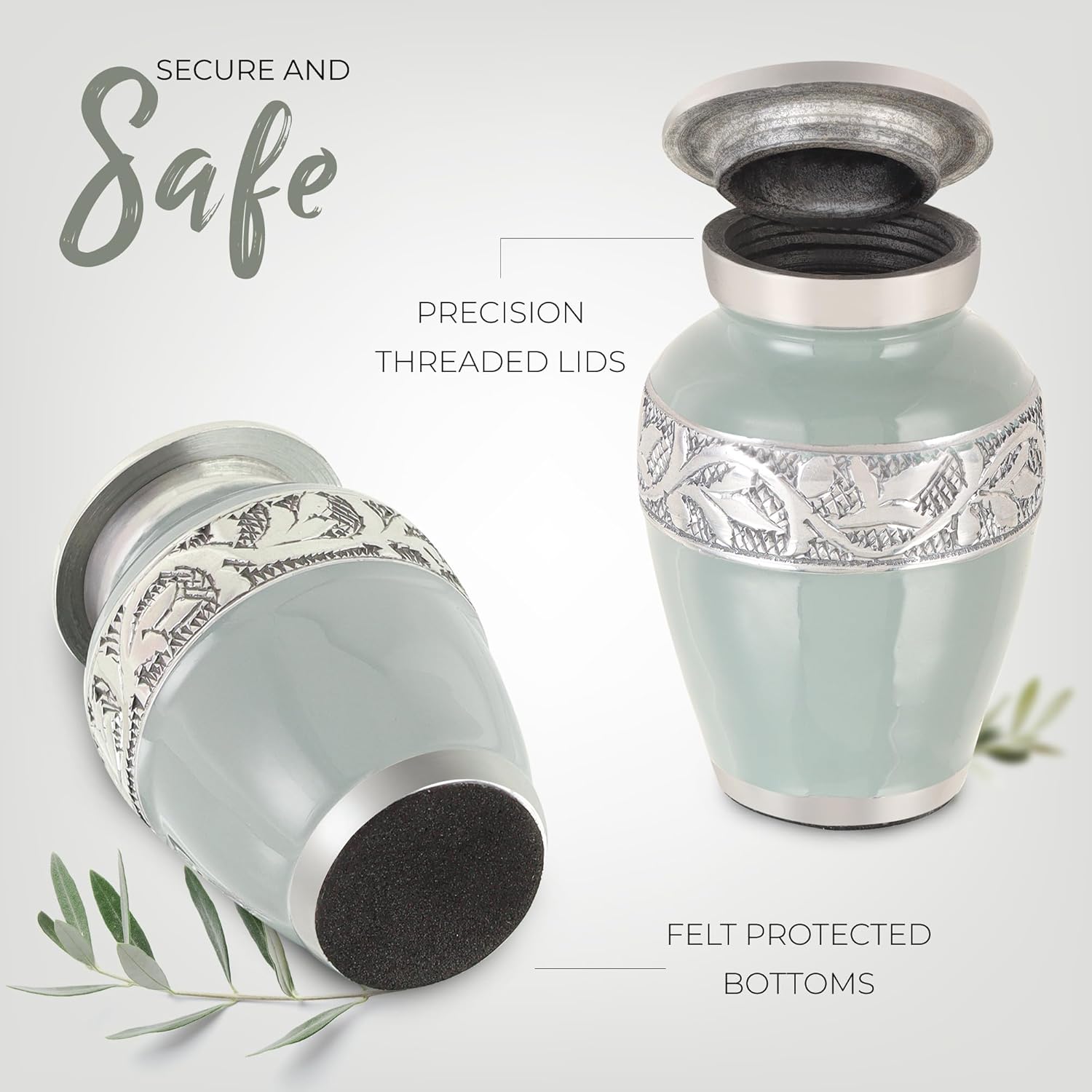 Handmade 2.9 Keepsake Urn with Premium Gift Box & Funnel - A Small Urn for Ashes for Women & Men - Beautifully Presented Small Urns for Human Ashes Keepsake Size (Olive Rest Color)